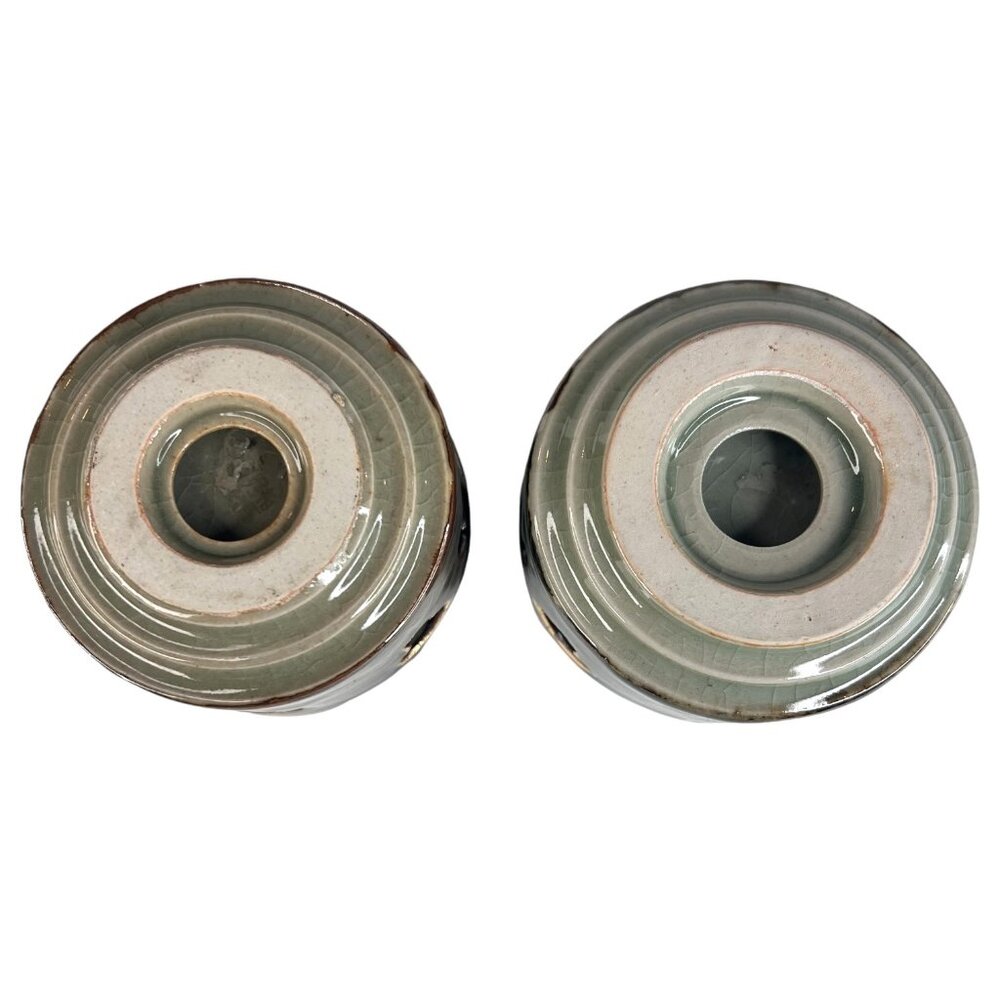 Otagiri Somayaki Soma Ware Double Wall Crackle Glaze Tea Sake Cup Set Of 2 Heart - Picture 7 of 7